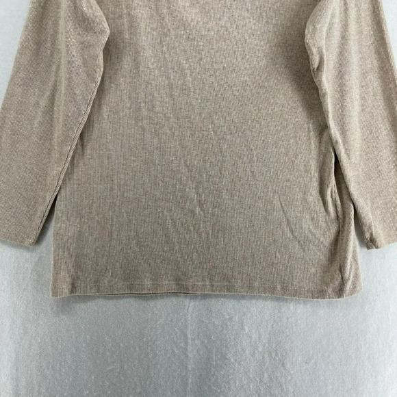 Old Navy Sweater Women's Sz L Beige Slim Fit Square Neck Ribbed Pullover - Picture 9 of 11